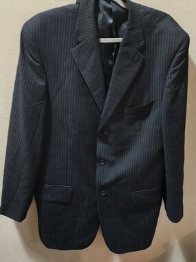 Men's Charcoal Pinstripe Three-Button Suit Blazer TaylorMade May And USA 42r
